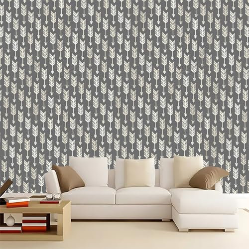 Grau Weiß Fototapete Einfacher Pfeil Vlies-Tapete 200 x 140 cm für Wohnzimmer, Schlafzimmer, Kinderzimmer, Panorama Fototapete Wandaufkleber Wanddekoration