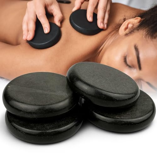 DEFUNX Set di 4 pietre rotonde per massaggio schiena, braccia e gambe, 8 cm