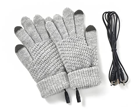 USB Heated Gloves for Men and Women, Screen Touch Electric Heated G-loves Removable & Washable Full Knitted Heated Hand Gloves for Winter Gift