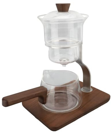 Set Teiera in Vetro 350ml con Semiautomatico e Gocciolamento Magnetico, Set da Tè Completo per Infusioni Naturali e Filtri Rimovibili, Accessori per Tè in Vetro Resistente al Calore