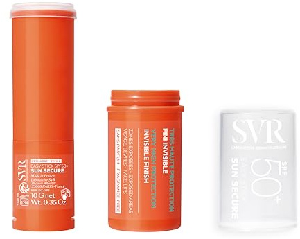 SVR - NEW Easy Stick SPF50+ Visage & Corps Sun Secure - Invisible - Association de Filtres Brevetée - Résiste à L'Eau - Pour Bébé, Enfant, Adulte - Format rechargeable - Stick 10g