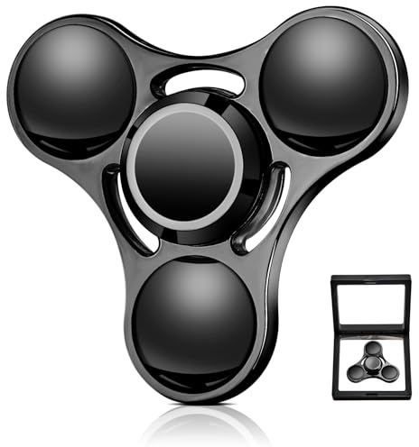 SCIONE 1PCS Spinner de Metal – Trompo de Mano de Alta Velocidad para Adultos y Niños – Juguete Sensorial Anti-Estrés con Rodamientos Extraíbles – Ideal para Oficina, Aula y Fiestas (Negro)