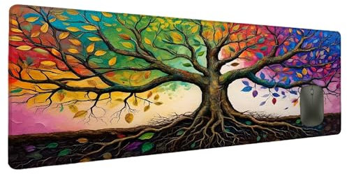 Mouse Mat Color Mouse Pad Large 1200x600mm Tree Desk Mat, Mousepad Large Office Keyboard Desk Accessories, Gaming Mousepad Waterproof Anti-Slip Rubber Base Stitched Edges Mousemat Gaming Office A-3