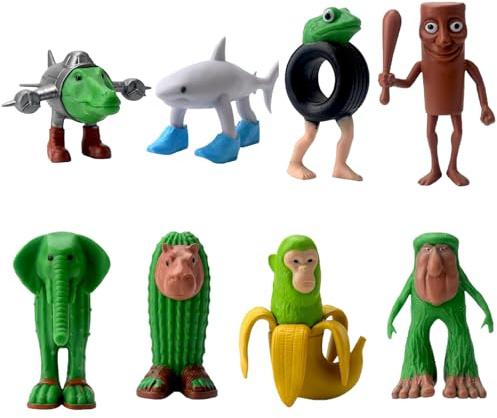 Ajuanbazha Italian Brainrot Figuren Set, 8 Stück Tralalero Meme Figuren, Lustige 3D Gedruckte Sammelfiguren, Shark, AFFE & Mehr, Deko & Geschenk für Fans