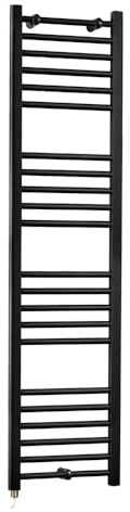Milano Nero 600W Black Straight Bar Electric Heated Towel Rail - 1600mm x 400mm