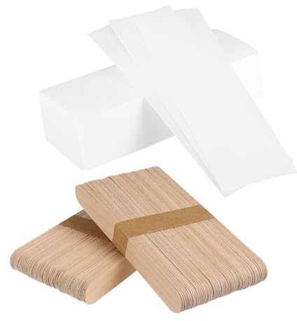 HEALEEP Kit Depilazione e per 100 Bastoncini in Legno con 200 Pezzi di Strisce di Cera Non Tessute per Rimozione Peli Viso e Corpo, Adatto Uso Familiare e Professionale Uso Familiare Professionale