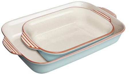Denby - Heritage Pavilion Stoneware Oven Dish Set of 2 - Large 39.5cm & Small 21.5cm Rectangular Oven Proof Ceramic Dishes For Cooking, Baking, Serving - Oven & Dishwasher Safe For Lasagne, Casserole