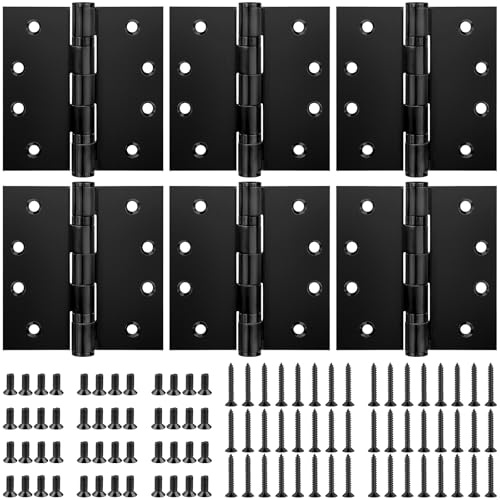 6 Pack Stainless Steel Door Hinge, 4.5 Inch (115mm) Heavy Duty Ball Bearing Door Hinges with Square Corners for Exterior & Interior Doors