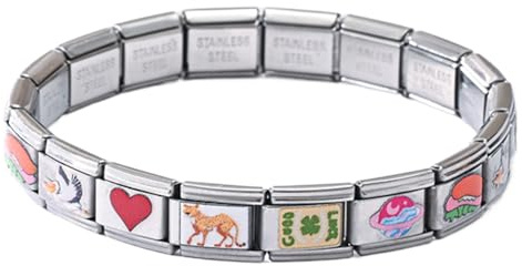 Italienskt Charmarmband - Rostfritt Stål Handgjort Anpassningsbart Armband,Justerbart Armsmycke Till Fest Middag Cocktailparty Bröllop