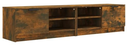 Homvdxl Breiter Fernsehtisch, TV-Schrank, 160 x 35 x 36 cm, schmaler TV-Schrank mit Tür & offenen Regalen, moderner TV-Einheit, Konsolentisch für Wohnzimmer und Schlafzimmer, Eiche + rustikal