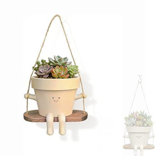 Zyrtkeriom Pot De Fleurs À Suspendre en Forme De Tête De Fleur – Pots Décoratifs Uniques en Résine Durable pour Intérieur Et Extérieur – Idéal comme Cadeau pour Femme, Maman Ou Amie