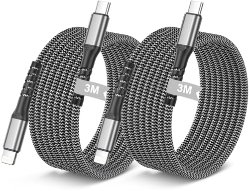 Cable iPhone Carga Rapida Cable USB C Lightning 3M 2Pack [MFi Certificado] | Cable Cargador Nylon Cable Tipo C iPhone Charger Cable Cabo para iPhone 14 Pro Max/13/12 Mini/11/XS/XR/8 Plus/SE/iPad/AirPods