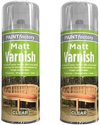 RIZZIIZ Clear Varnish Spray, Matt Finish Protective Coating, Fast Drying, Multipurpose Wood Sealer for Wood, Metal & Plastic, Interior & Exterior Use, Durable Transparent Spray, 250ml (2 Pcs)