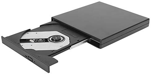 VBESTLIFE Unidad óptica Externa, USB 2.0, de Alta Velocidad, portátil, grabadora de DVD, para computadora portátil, Plug and Play(Negro)