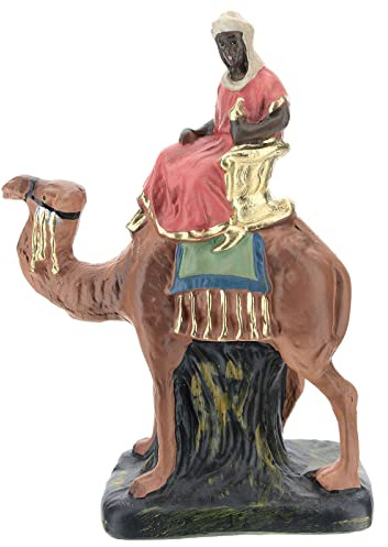 King Balthazar Magi Statue, in Colored Plaster for 10 cm Barsanti Nativity