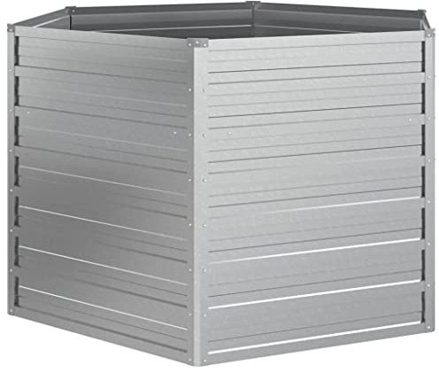 vidaXL Odlingslåda upphöjd galvaniserat stål 129x77 cm silver, odlings låda, blomlåda, blom låda, odlings lådor, blomlådor, blom lådor