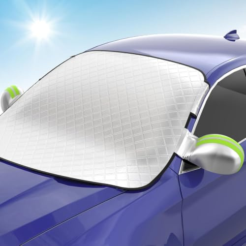 Auto Fensterabdeckung Frontscheibenabdeckung, Frostschutz Sonnenschutz Auto frontscheibe mit 9 Magneten und Zwei Spiegelabdeckungen, Schnee, EIS, Frost, Staub, Anti-UV