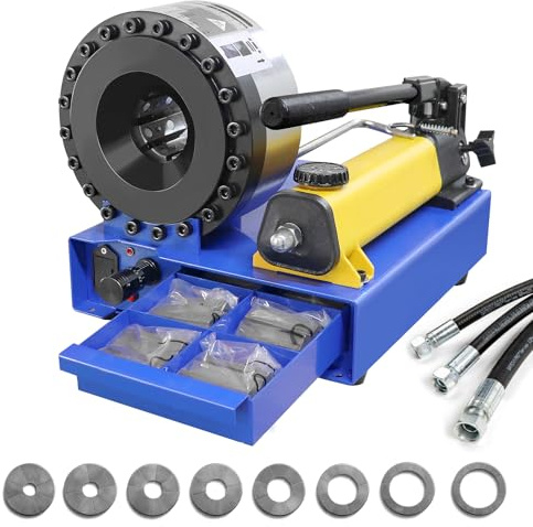 LABFENG Slangpress, set med 8 pressbackar, hydraulisk högtrycks-slangpress, handhållen hydraulisk slangpress