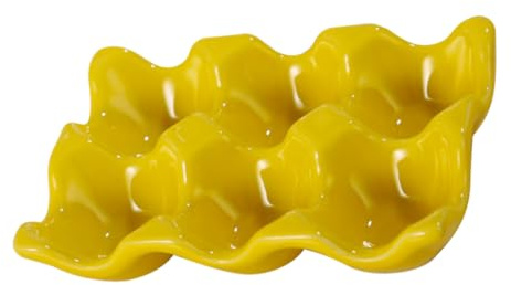 PartyKindom Portauova in Materiale Ceramico Giallo per Frigorifero e Cucina, Contenitore per Uova Design Elegante, Organizer per Conservare Uova e Antipasti Piccoli in Maniera Ordinata