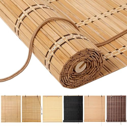 tow000ack Tenda a Rullo in bambù,Tapparella Avvolgibile Bamboo Natura,Cortina di bambù Opaca,Tenda a Pacchetto Parasole per Interni Esterni Porte e Finestre,Larghezza x Altezza (50cm x 140cm)
