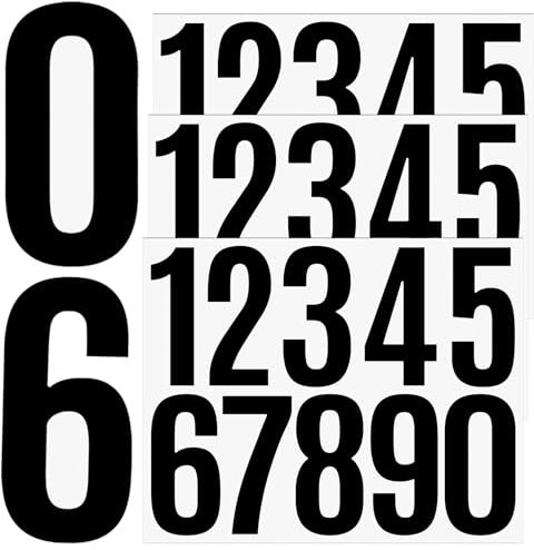 9 Blatt Briefkasten Nummern Aufkleber, Zahlen Aufkleber, 7,6 cm Selbstklebende Wasserdicht Aufkleber, für Haus Tür Adressnummer Number Stickers (Schwarz)