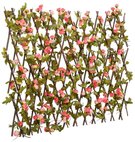 Xichuzi Rankgitter mit Künstlichem Efeu 5 STK. Erweiterbar 180x60 cm, Rankhilfe, Spaliere Und Rankhilfen, Kletterhilfe Für Pflanzen, Rosenstütze, Tomatenturm, Kletterrosen, Rosenrankgitter - 366579