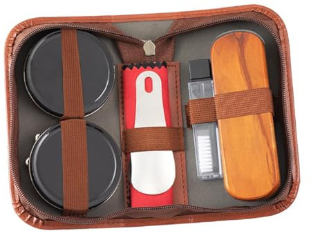 Oshhni Shoe Polish Kit Practical Conditioning with Bag Brushes Leather Shoe Shine Kit