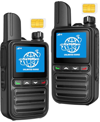 KAYOTOM Lifetime Free Unlimited Range Rapid Global Walkie Talkies PTT Push-to-Talk Over Cellular Nationwide 5000+ Miles POC 4G LTE Handheld Long Range Two Way Radio for Team Management (2Pack and SIM)