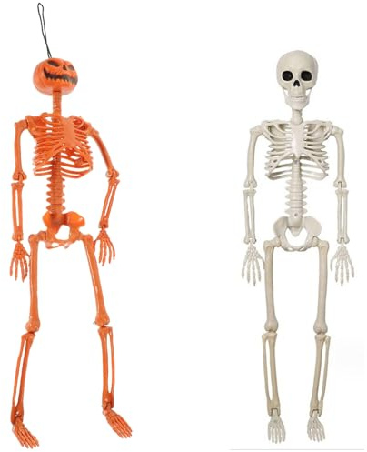 CHAOTEMAI 2 Pezzi 40 CM Scheletro Halloween Decorazioni Casa Giunti Mobili Decorazioni Halloween Appendibile Testa di Zucca Scheletro Addobbi per Case Infestate Cimiteri Giardini Esterno