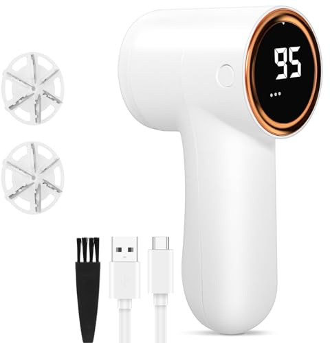 Cozary Rasoir Anti-Bouloche Électrique, Rechargeable Câble Type-C, Conteneur à Peluches Amovible, Appareil Coupe Bouloches à 5 Vitesses, Lame à 6 Branches, pour Chandails, Vêtements, Rideaux