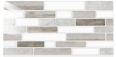 Commomy 12 Pezzi Piastrelle Adesive Cucina Bagno, Adesivi per Piastrelle Autoadesive, 15 x 30 cm, Grigio E Bianco Marmo, Impermeabili Mattonelle Staccare e attaccare Decorazione da Parete