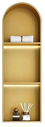 YWJFSA Duschnische aus Edelstahl Dreischichtig Wandnische wasserdichte Wandnische Dusche mit Led 90×28Cm,Gold