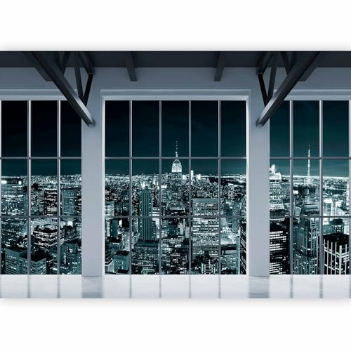 Fotomurale Soggiorno - Carta da parati 250x175 cm TNT Murale alla moda Decorazione da Muro XXL Poster Gigante Design Cameretta Carta per Pareti citta citta New York finestra c-A-0074-a-d