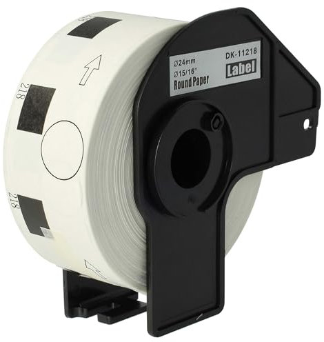 vhbw Etiketten-Rolle mit Halter 24mm (1000 Etiketten) kompatibel mit Brother PT QL-1050, QL1050N, QL-1060, QL1060N Etiketten-Drucker - Premium