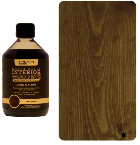 Littlefair's Holzbeize auf Wasserbasis - (Dunkler Walnuss) - ungiftig, umweltfreundlich und schnell trocknend - Einfach aufzutragende, konzentrierte Formel für alle Holzarten - 500ml