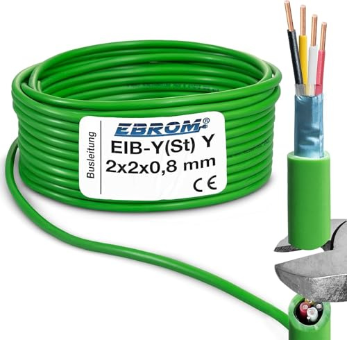EBROM Busleitung EIB-Y(St)Y 2x2x0,8 mm grün Datenleitung Datenkabel - 100 m | von 5 Meter bis 100 Meter - BUS KNX Leitung, Installationsbusleitung, Telekommunikationskabel
