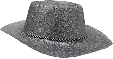 STORT SILVERfärgat GLITTER COWBOY HÄNGOR FANCY DRESS X1 Mössor
