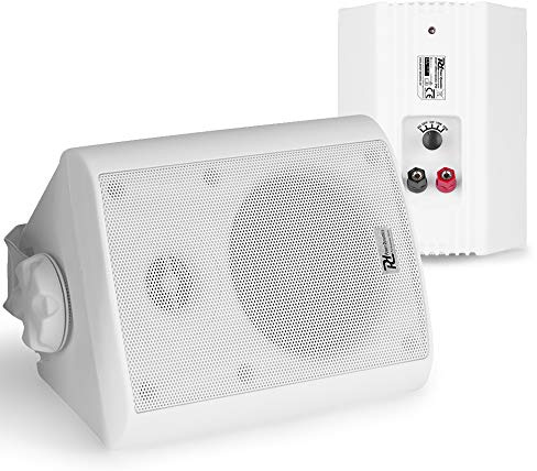 Power Dynamics BC40V White 4-Inch Outdoor Passive Speaker Set, Weatherproof IPX5, 100V/8 Ohm, Wall Mount Brackets Included, Audio for Patios, Gardens, and Commercial Installations