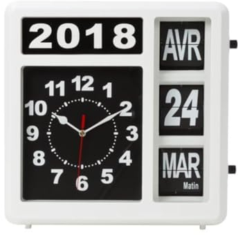 Perel Orologio a fogli mobili con calendario, quadrato, analogico, 31 x 31 cm, versione francese