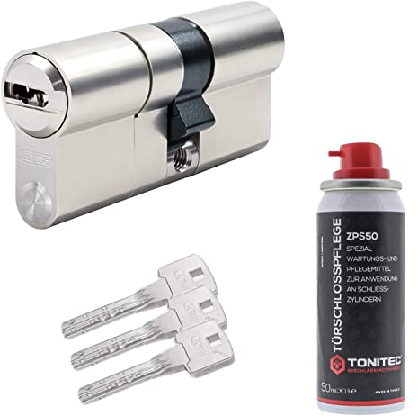 ToniTec Set aus Abus Bravus 2000 MX Türschloss mit Sicherheitskarte modular Schließzylinder gleichschließend N&G inkl. 3 Schlüssel und ToniTec Pflegespray - Größe 10/50