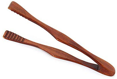 TopHomer 1PCS Wooden Food Tongs Anti-scald Natural Wood Toaster Tong for Cooking Salad Tong Bread Tongs Wooden Utensils for Pastry Salad Dessert