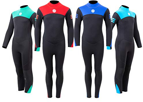 Two Bare Feet Kids Glider Wetsuit – Full-Length 2.5mm Neoprene, Warm & Flexible Children's Summer Surf Suit for Swimming, Diving & Water Sports (Teal, 2XL)