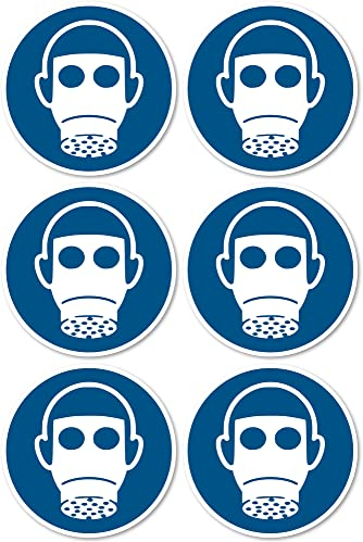 Use respiratory protection: M017 - DIN EN ISO 7010 / ASR A1.3 - stickers: diameter 5 cm, pack of 6