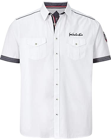 Jan Vanderstorm Herren Kurzarmhemd Skirnir Weiß, 4XL (XXXXL) - 49/50