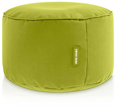 Green Bean Sitzsack-Hocker 45x25cm mit EPS-Perlen Füllung - Fußhocker Fußkissen Sitz-Pouf für Sitzsäcke - Bodenkissen für Kinder und Erwachsene - Fußablage Sitzkissen Sitzhocker Grün
