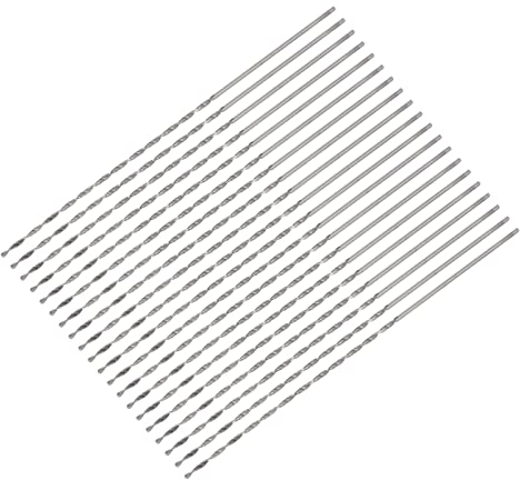 sourcing map 20 Stk. 1mm Mini Mikro Spiralbohrer Hochgeschwindigkeitsstahl geradem Schaft Extra lang Metallbohrer 80mm für Aluminiumlegierung