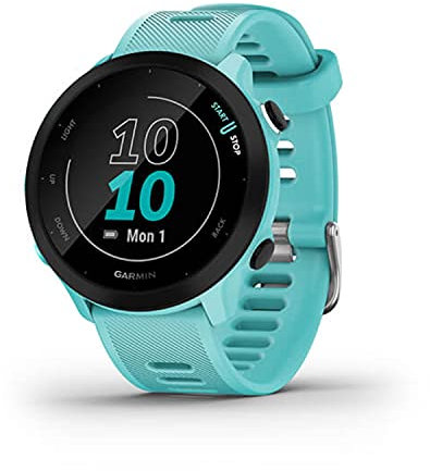 Garmin Forerunner 55, GPS Running Watch with Daily Suggested Workouts, Up to 2 weeks of Battery Life, Aqua One Size (Renewed)