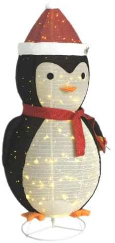vidaXL Weihnachtsdekoration Pinguin-Figur LED Luxus-Gewebe Beleuchtet Weihnachtsdeko Figur Winter Deko Weihnachtsfigur Innen Außen 180cm