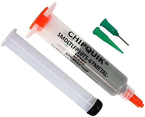 Chip Quik SMDLTLFP10T5-67METAL-LT291 67% Metalllast Lötpaste No-Clean Sn42/Bi57.6/Ag0.4 niedrige Temperatur 138C in 10cc Spritze 20g (T5) – 11% SMDLT 22% SMD291