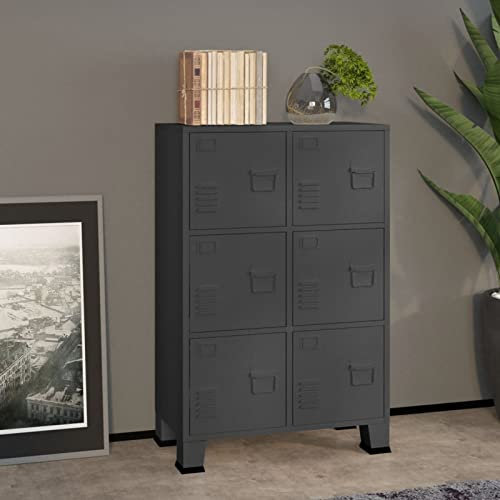 Tidyard Lagerschrank Industrial Aktenschrank Büroschrank Stahlschrank Universalschrank Schrank Mehrzweckschrank Aufbewahrungsschrank Büromöbel Metallschrank Anthrazit 75x40x115 cm Metall